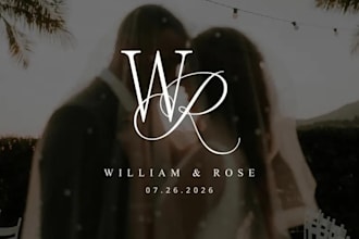 create elegant wedding logo, initials or monogram
