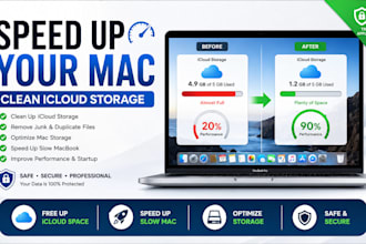 get clean up icloud storage, speed up slow apple laptop, macbook, mac computer