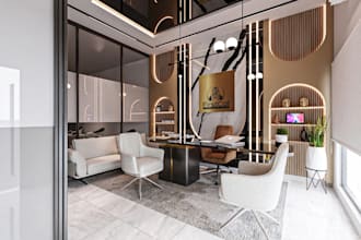 design professional office interior in 3d