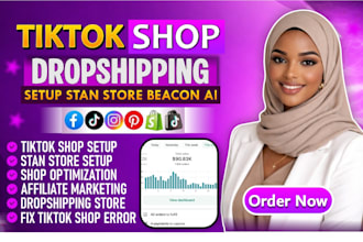 set up tiktok shop setup tik tok dropshipping shop set up stan store beacon ai