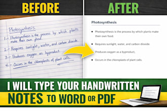 type handwritten notes into neat word or PDF