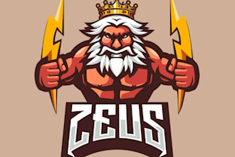 create high quality zeus mascot logo with t shirt design