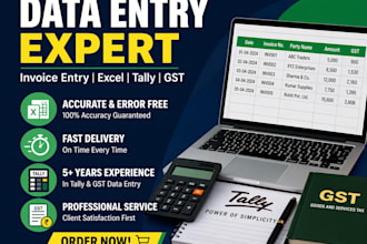 do invoice data entry in excel or tally with gst