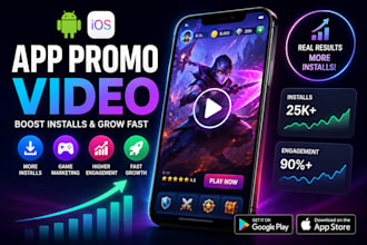 do app promo video for your android and IOS app to gain install game marketing