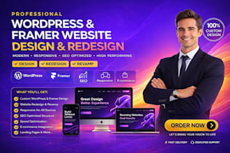 design, rebuild or clone wordpress website framer website responsive SEO website