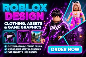 design stunning roblox clothing, ugc item, wearable asset, roblox ugc shirt
