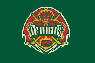 design looking scary dragon men league hockey team logo