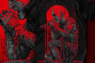 draw vintage horror, scifi, neon cartoon for your tshirt