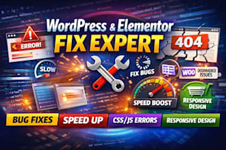 fix wordpress, elementor, HTML, CSS, and javascript issues