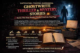 ghostwrite thriller story, mystery story, crime and detective fiction story