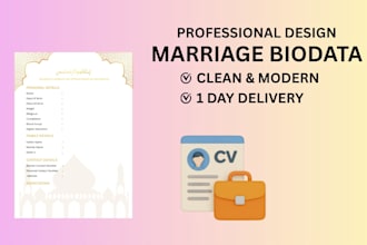 design professional marriage biodata in 1 day