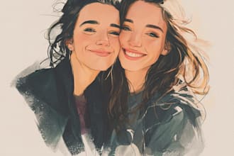 do colorful art family portrait, friendship portrait