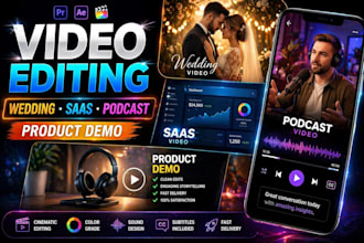 edit wedding video product demo saas video product explainer podcast content