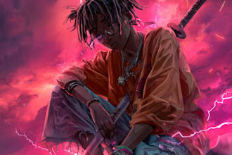 design anime cartoon cover art for your album cover artwork