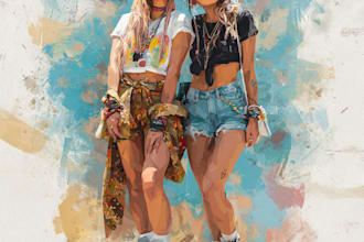 draw a stunning watercolor friendship portrait