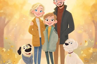 design a professional disney family portrai