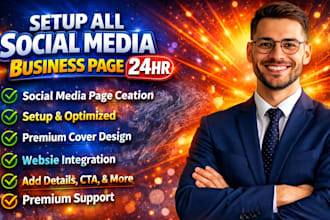 do facebook business page fan page setup, youtube, tiktok page, instagram page