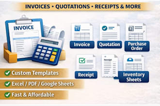 create purchase order, invoices, quotations, sales receipt, inventory list
