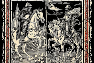 do a medieval woodcut gothic etching illustration
