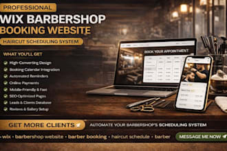 create wix babershop booking website haircut scheduling system landing page