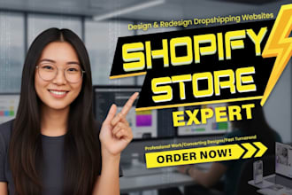 create shopify store, build shopify website,  shopify dropshipping website store