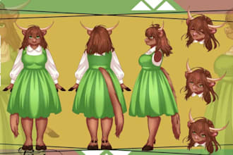 design custom furry reference sheet, fursona anthro art commission, furry badge