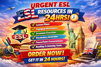 create urgent esl lesson plans, worksheets, activities and slides