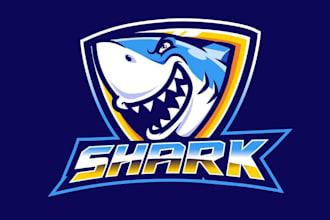 do modern style for shark football sport mascot logo design service