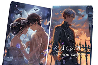 illustrate a novel book cover with anime style