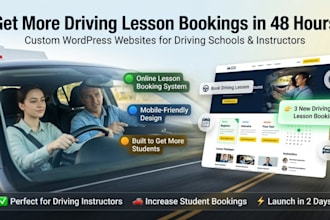 design wordpress driving lesson website driving school, school website in 48 hrs