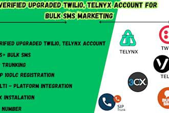 set up an upgraded twilio, telnyx account for bulk sms, sip trunk, a2p 10dlc