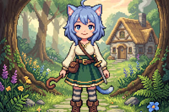 create custom pixel art characters and game scenes
