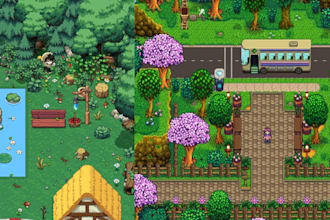 create pixel art tileset tilemap 16x16px, 32x32px, game environment topdown