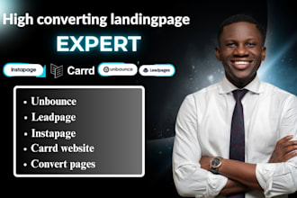 design converting landing page on unbounce, instapage, leadpages, carrd for sale