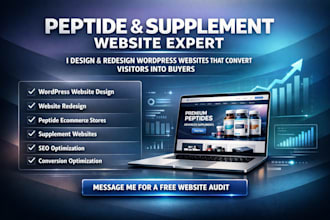 design redesign peptide ecommerce wordpress website SEO create business website