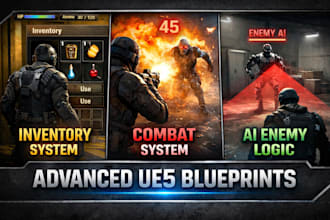 develop advanced unreal engine 5 blueprints and gameplay systems for your game