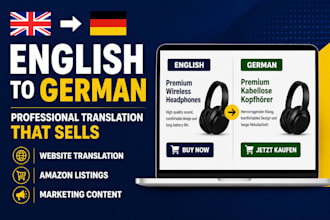 translate english to german for website, marketing listing and amazon listing