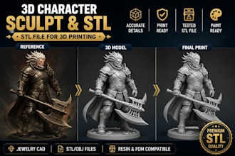 sculpt 3d miniature for 3d printing, 3d sculpt, sculpture 3d model, stl repair