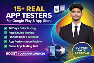 provide real 12 testers or 20 testers for google play console testing