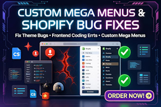 custom mega menus shopify website shopify theme bugs frontend coding errors