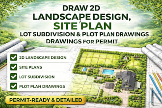draw 2d landscape design site plan lot subdivision plot plan drawings for permit