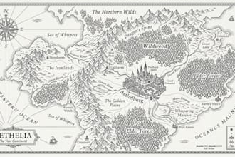 design custom map illustration, fantasy map, site plan, game map and world map