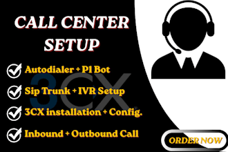 setup call center with sip trunk for inbound and outbound call IVR