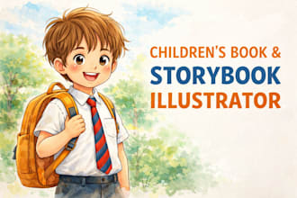 illustrate watercolor children story book, picture book, cover page illustrator