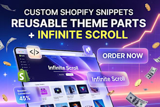 do custom shopify snippets, reusable theme parts infinite scroll for collection