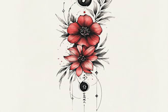 make a cute minimalistic line art tattoo design