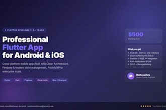 develop a profissional mobile app flutter