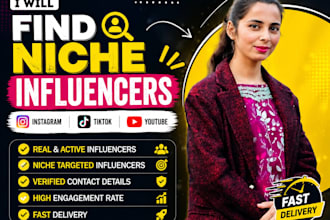 find niche influencers for instagram, tiktok and youtube influencers