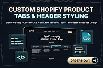 code custom shopify product tabs, shopify header styling with liquid custom CSS