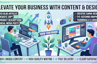 write SEO blog articles and website content with canva graphic design